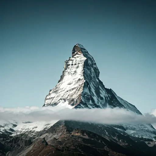 A majestic mountain peak touching the clouds representing high achievement and challenge